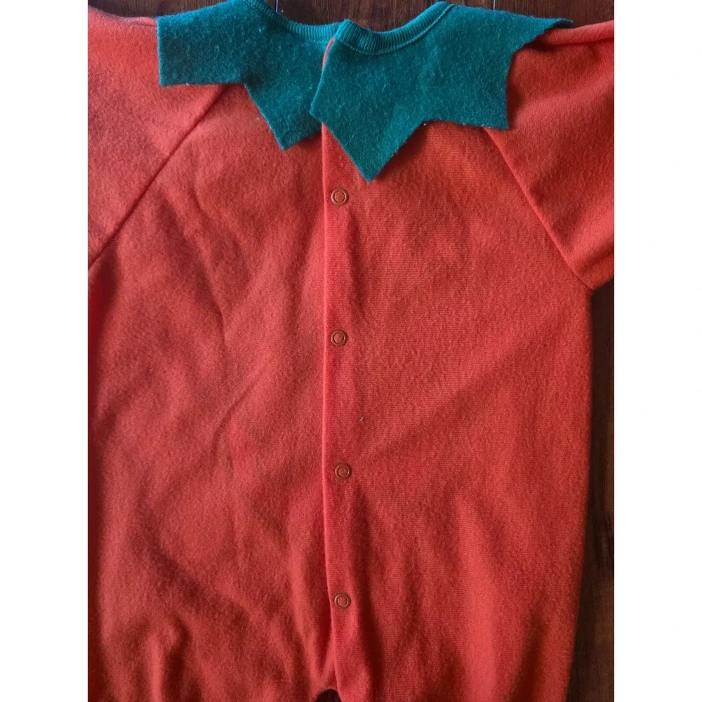 Vtg Infant Pumpkin Halloween Costume Sleeper with Hat Orange 12-17 lbs